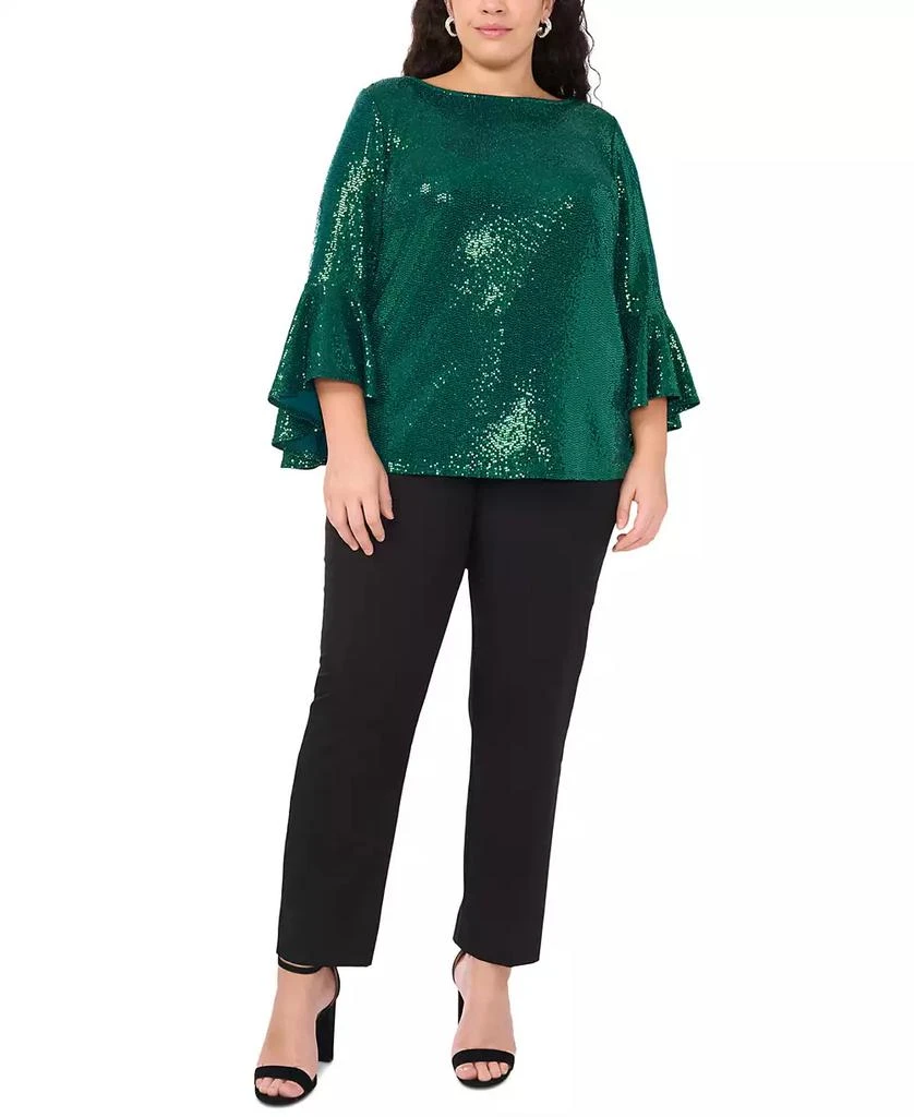 MSK Plus Size Sequinned Bell-Sleeve Boat-Neck Top 4