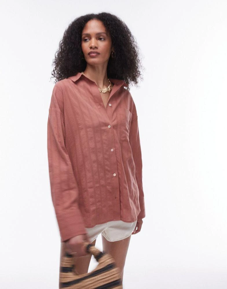 Topshop Topshop beach long sleeve shirt in blush 1