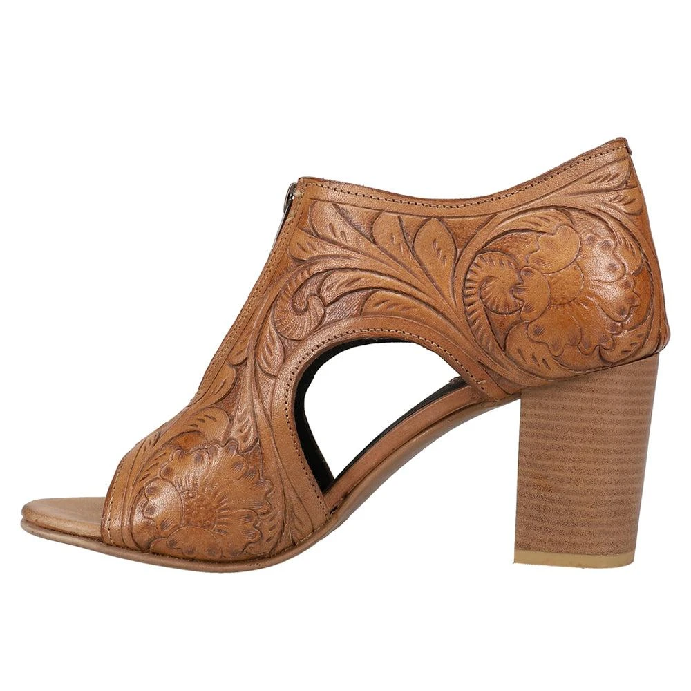 Roper Mika Floral Embossed Peep Toe Zippered Shootie Pumps 3