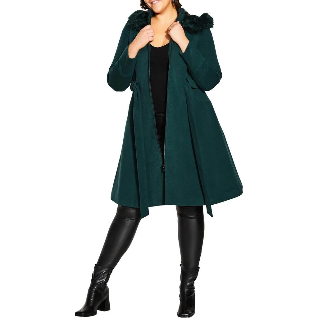 City Chic Womens Belted Cold Weather Parka Coat 3