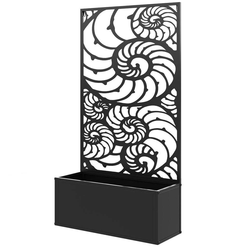 Hivvago Outdoor Metal Planter Box with Built-In Trellis