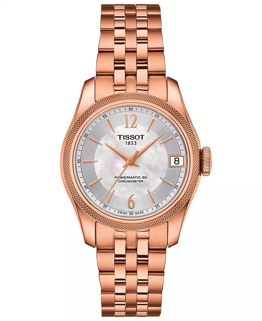 Tissot Women
s Swiss Automatic T-Classic Ballade Rose Gold-Tone PVD Stainless Steel Bracelet Watch 30.6mm