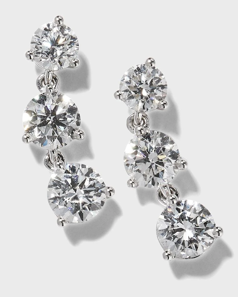 Memoire 18k White Gold 3-Diamond Drop Earrings, 1.51tcw 3