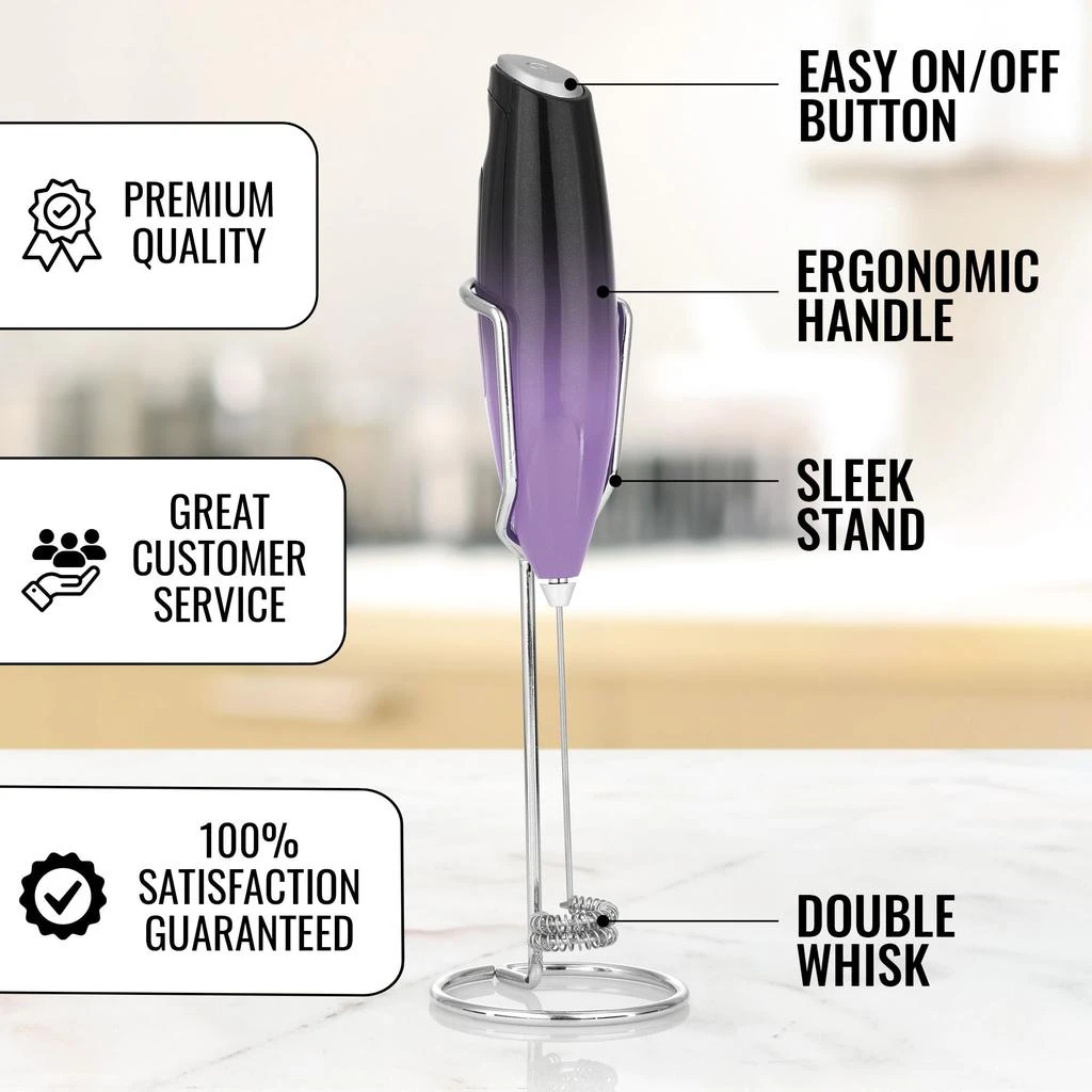 Zulay Kitchen Milk Boss Powerful Milk Frother Handheld With Upgraded Holster Stand 2
