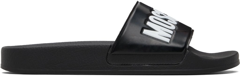 Moschino Black Rubber Logo Pool Slides