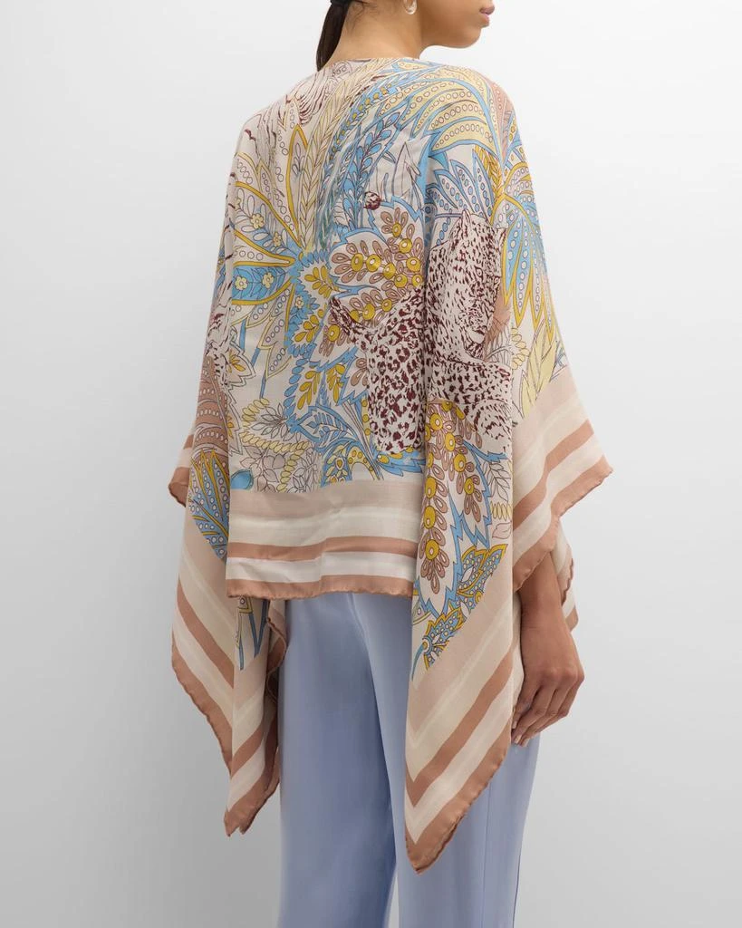 Rani Arabella Amazonia Pink Print Cashmere-Blend Poncho 6