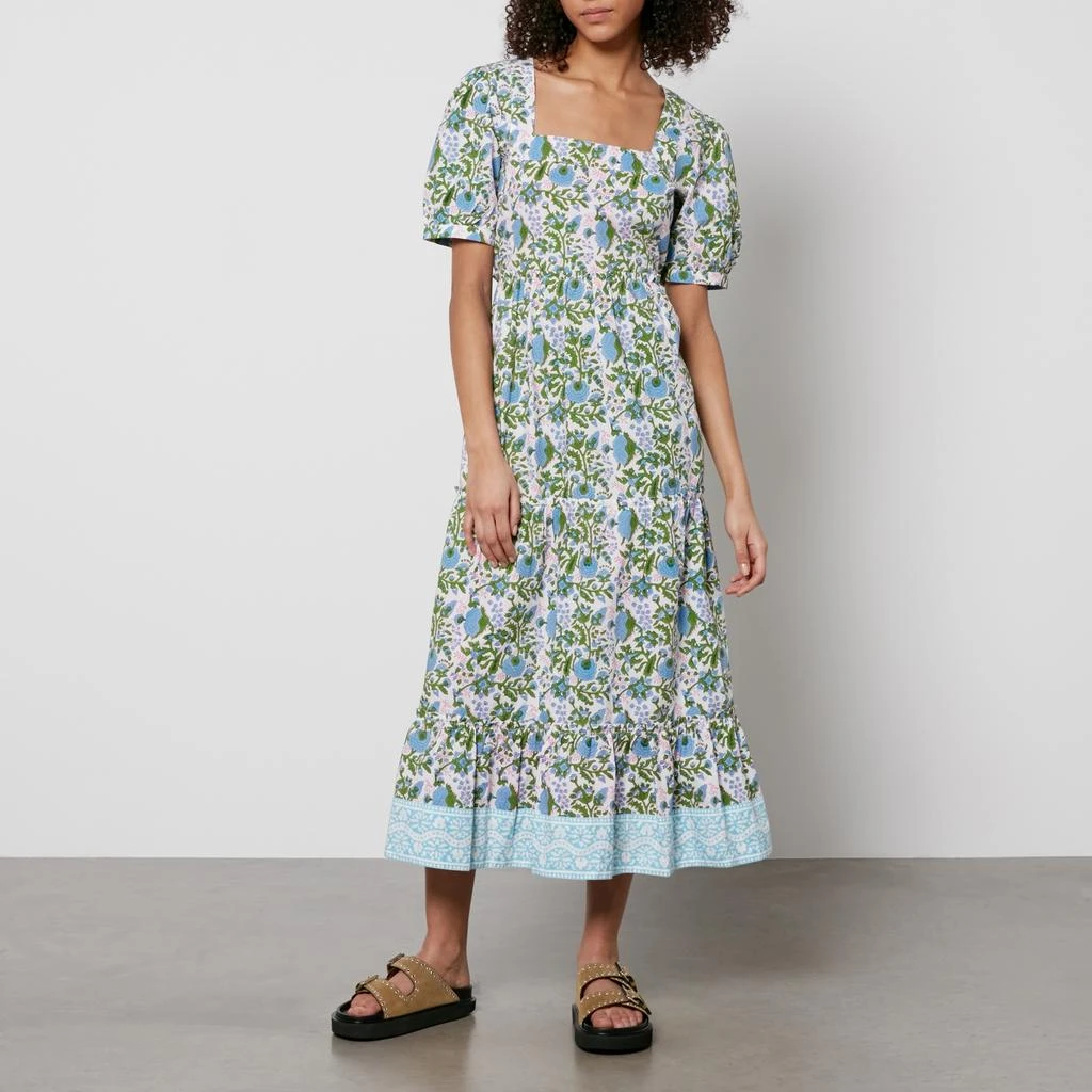 SZ Blockprints Divya Floral-Print Cotton-Poplin Dress 1