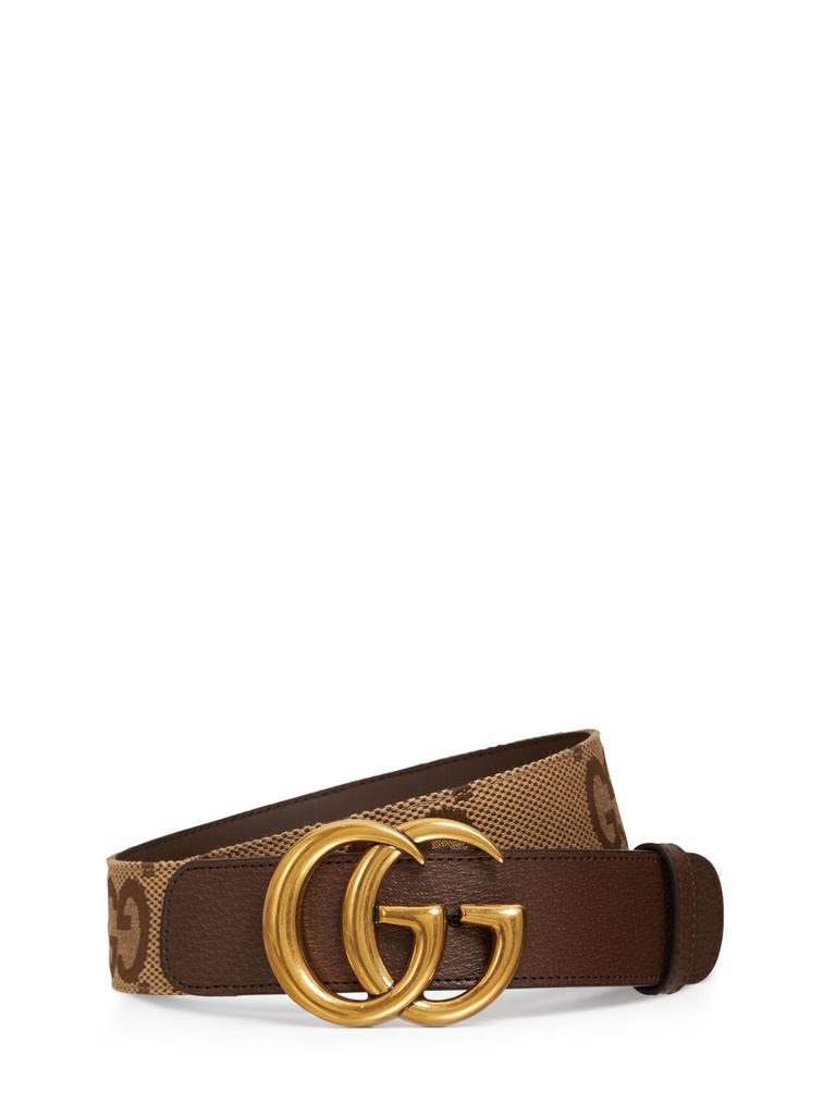 Gucci 4cm Gg Canvas & Leather Belt