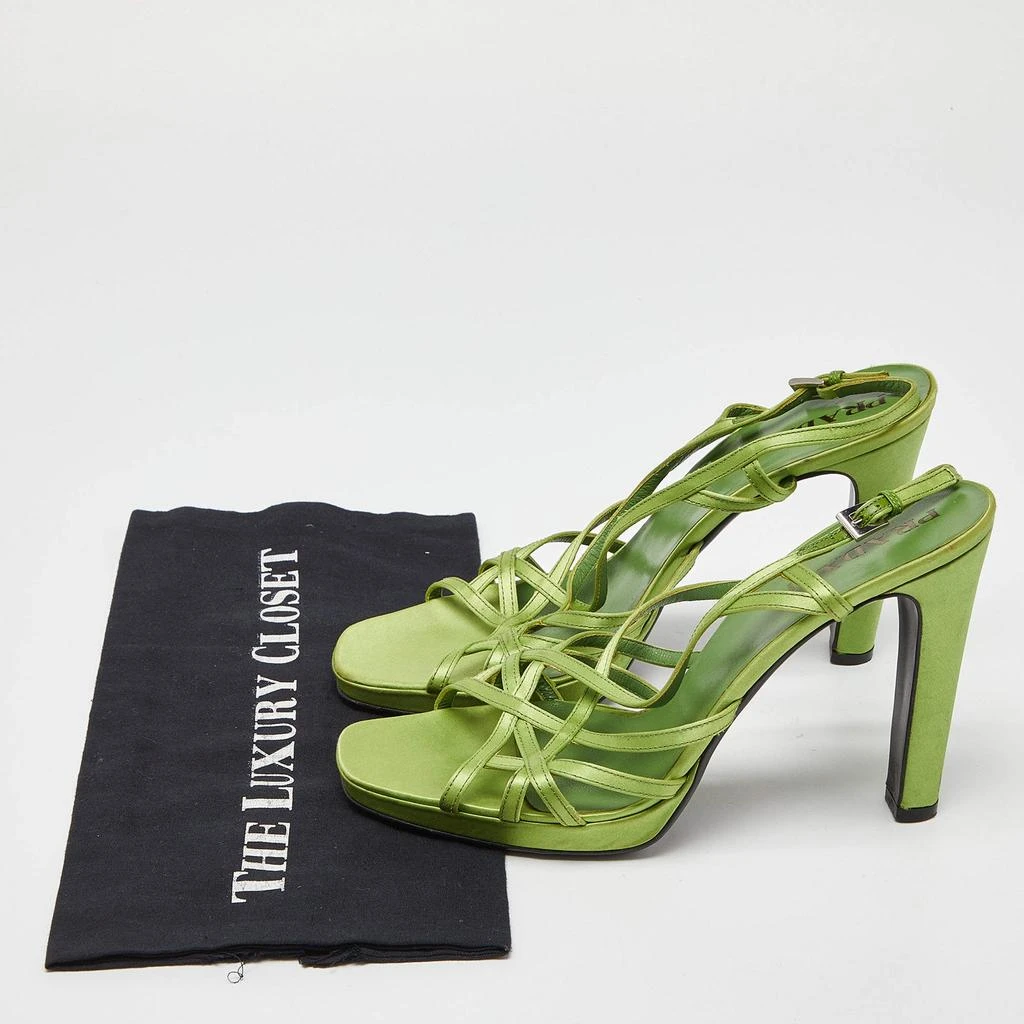 Prada Prada Green Satin Strappy Open Toe Platform Slingback Sandals Size 40 9
