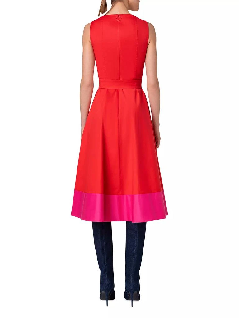 Akris Belted Colorblocked Cotton Poplin Midi-Dress 5