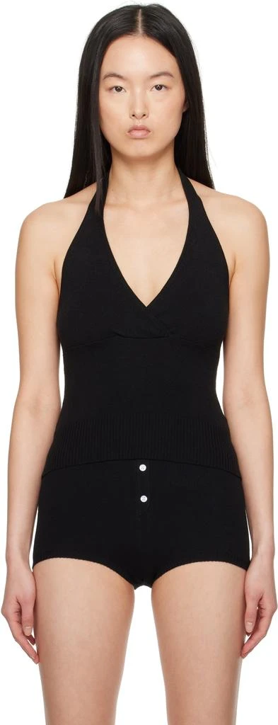 Frankies Bikinis Black Dylan Knit Halter Top 1