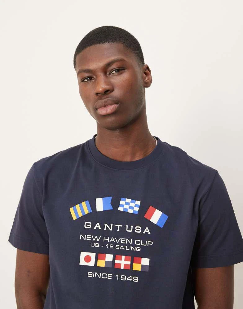 Gant GANT USA flag logo print t-shirt in navy 1
