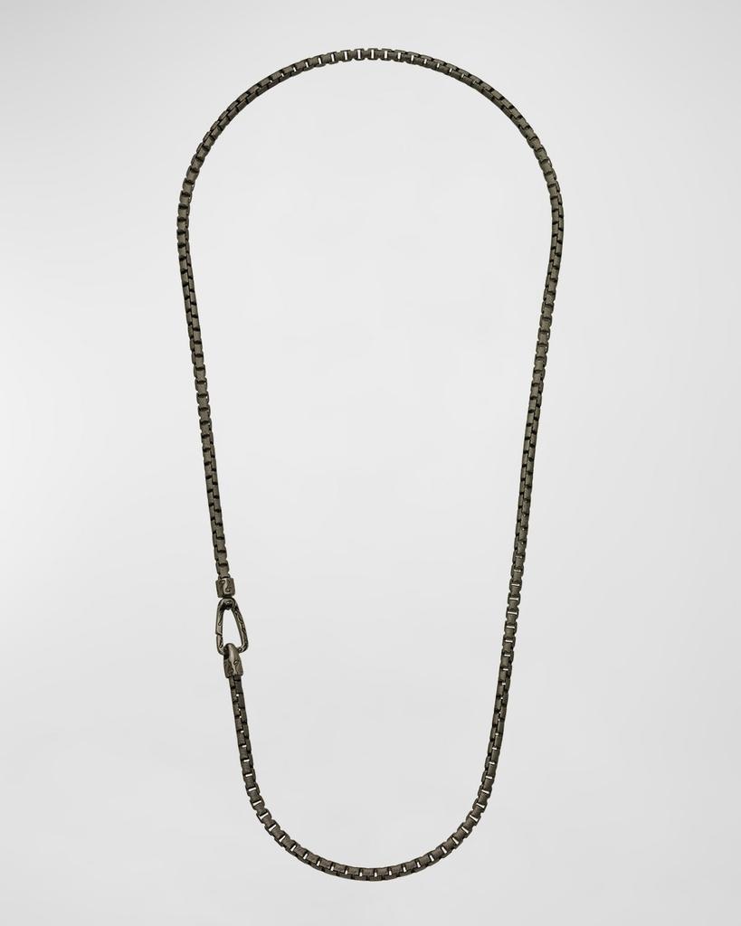 Marco Dal Maso Men's Ulysses Etched Box Chain Necklace in Silver, 57mm
