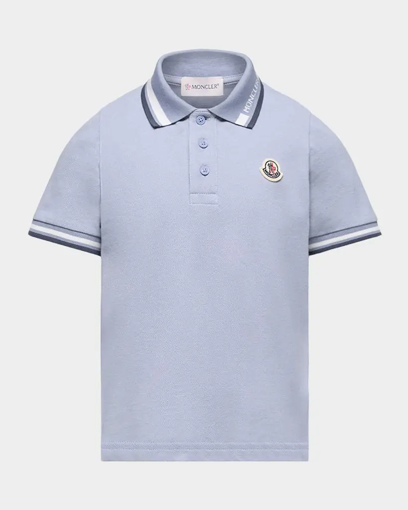 Moncler Boy's Stretch Cotton Pique Polo Shirt, Size 12-14