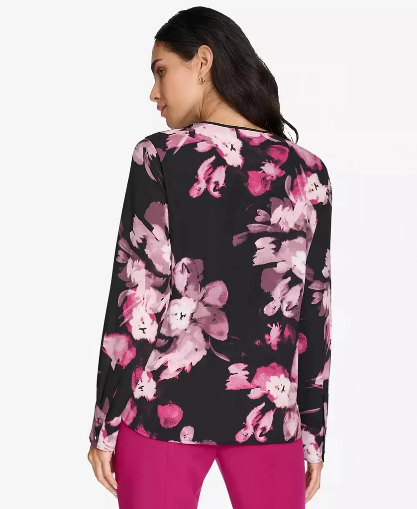 Calvin Klein Women's Petite Keyhole Long-Sleeve Blouse 2