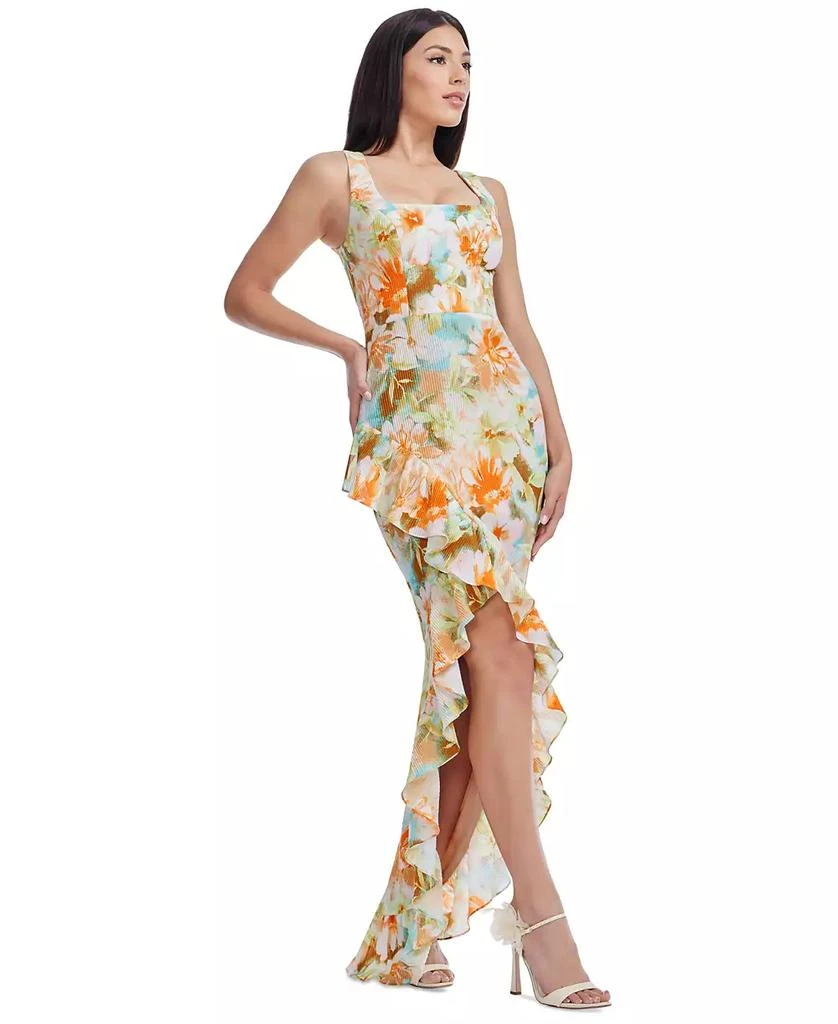 Dress The Population Women's Charlene Square-Neck Ruffle-Trim Gown - Sorbet Multi - XXL