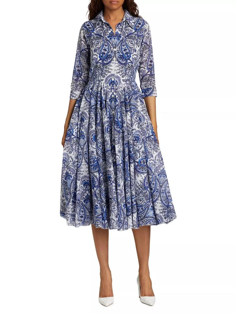 SAMANTHA SUNG Aster Paisley Cotton Shirtdress 6