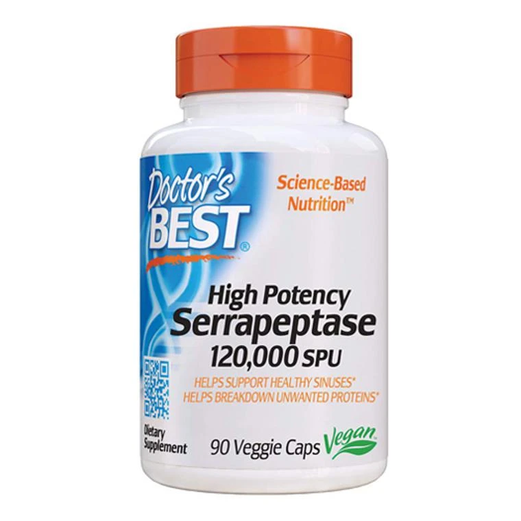 Doctors Best Vitamins Doctors Best High Potency Serrapeptase 120,000 SPU Veggie Capsules, 90 Ea 1