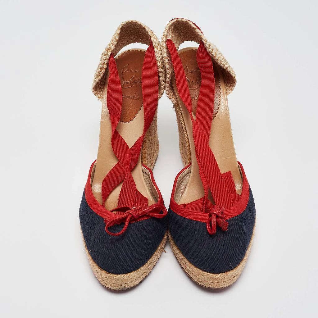 Christian Louboutin Christian Louboutin Tricolor Canvas Carino Plato Espadrille Wedge Pumps Size 38 3