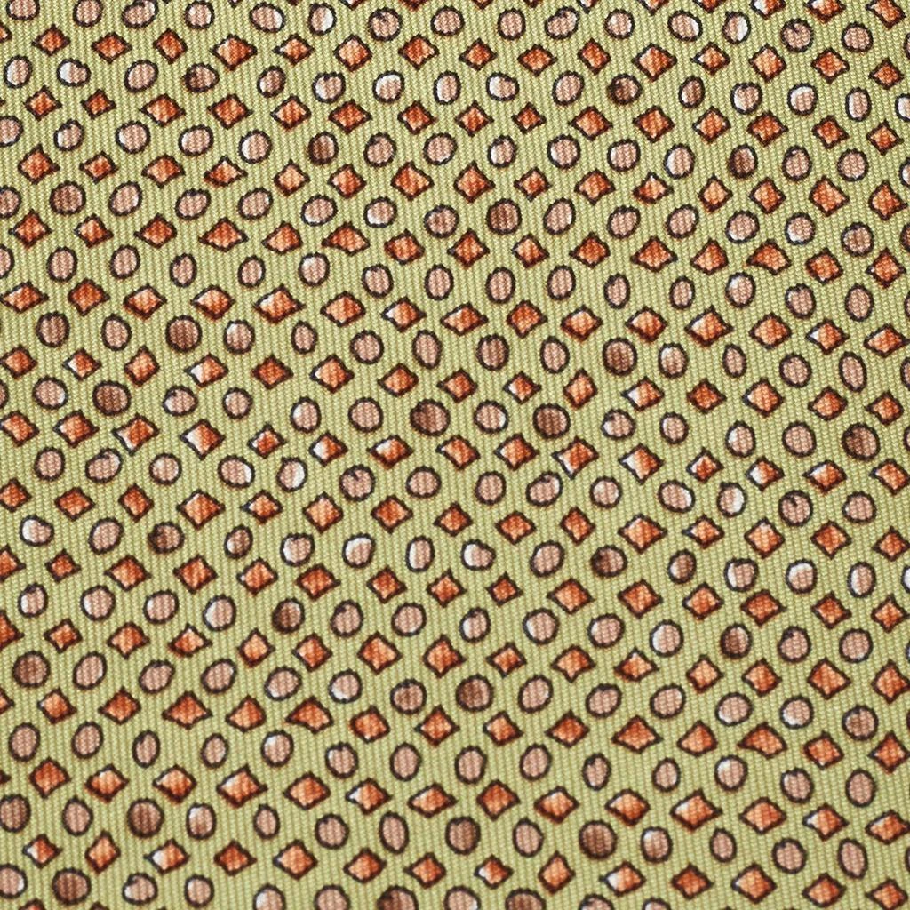 Hermes Hermès Green Geometric Shape Print Silk Traditional Tie 2