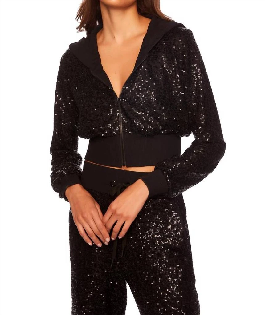 Susana Monaco Sequin Hoodie: In Black 1