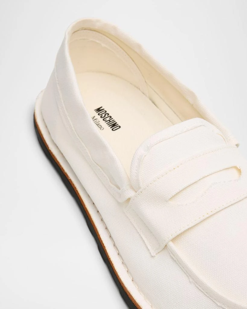 Moschino Men's Canvas Moc-Toe Penny Loafers 6