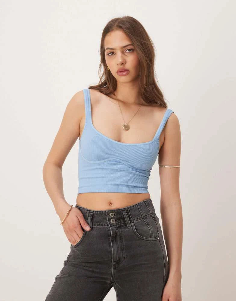 Free People Free People meg seamless crop top in blue 1