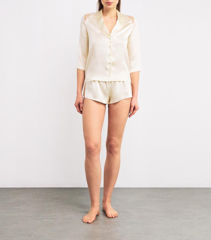 GILDA & PEARL Silk Lace-Detail Shorts