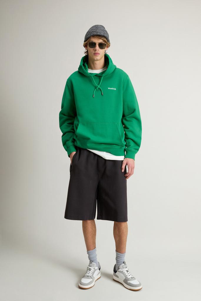 Woolrich Pure Cotton Hoodie with Back Print - Men - Green
