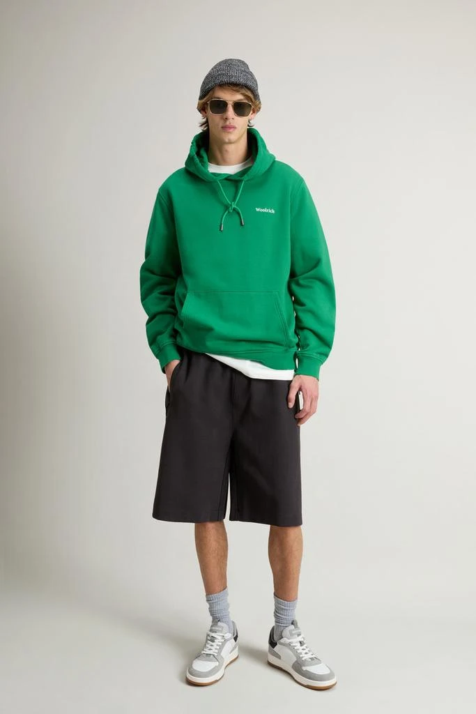 Woolrich Pure Cotton Hoodie with Back Print - Men - Green 2