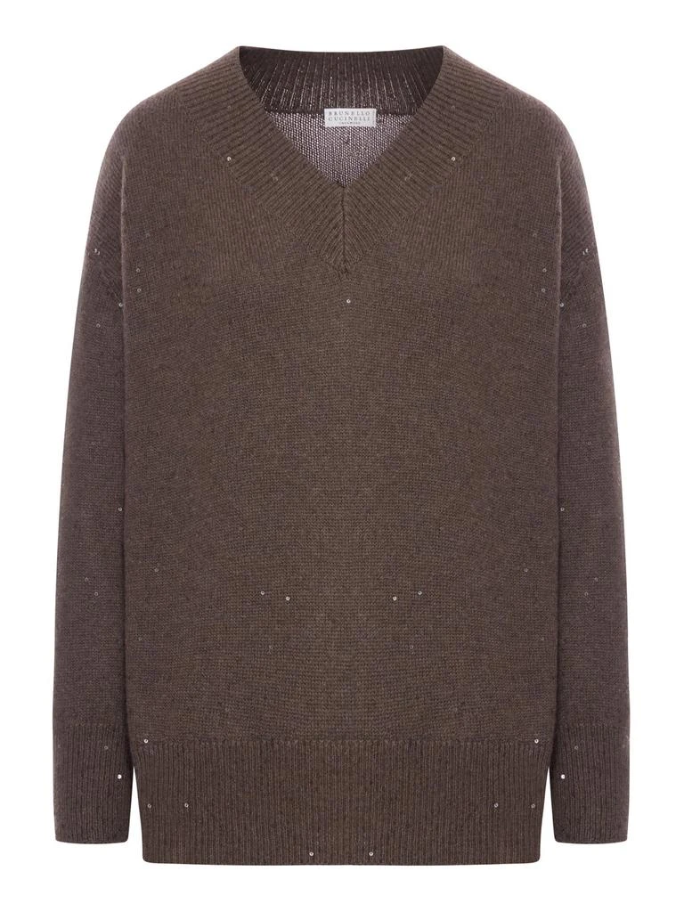 Brunello Cucinelli Brunello Cucinelli V-Neck Sequin Embellished Knitted Jumper from Cettire