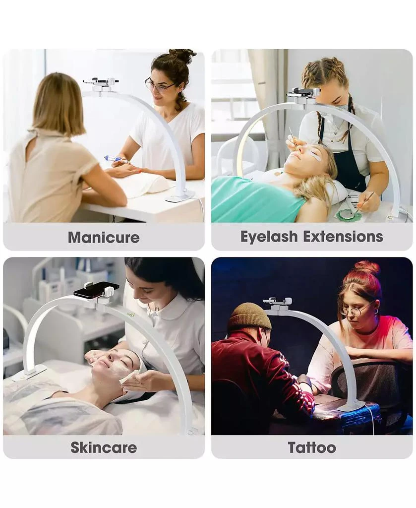 Byootique 40W Foldable Half Moon Nail Desk Lamp LED Nail Tech Light Phone Holder With Carry Bag For Manicure Beauty Salon Home Spa 9