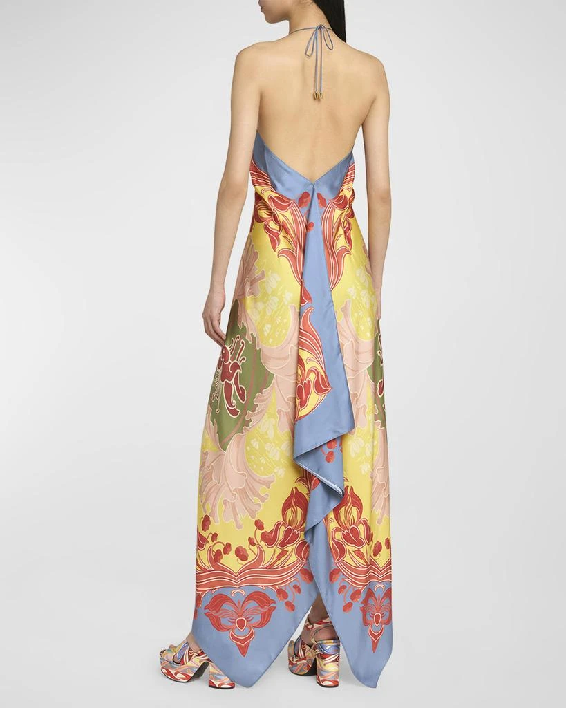 ETRO Wallpaper-Print Halter High-Low Foulard Sundress 4
