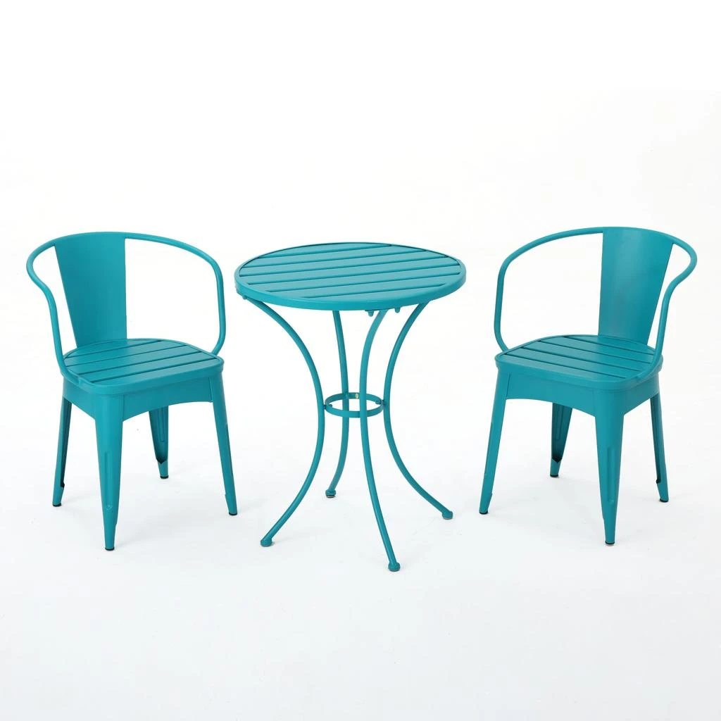 Streamdale Furniture Streamdale Whimsical Outdoor Bistro Set: Durable Iron Table And Chairs With Water-Resistant Finish 2
