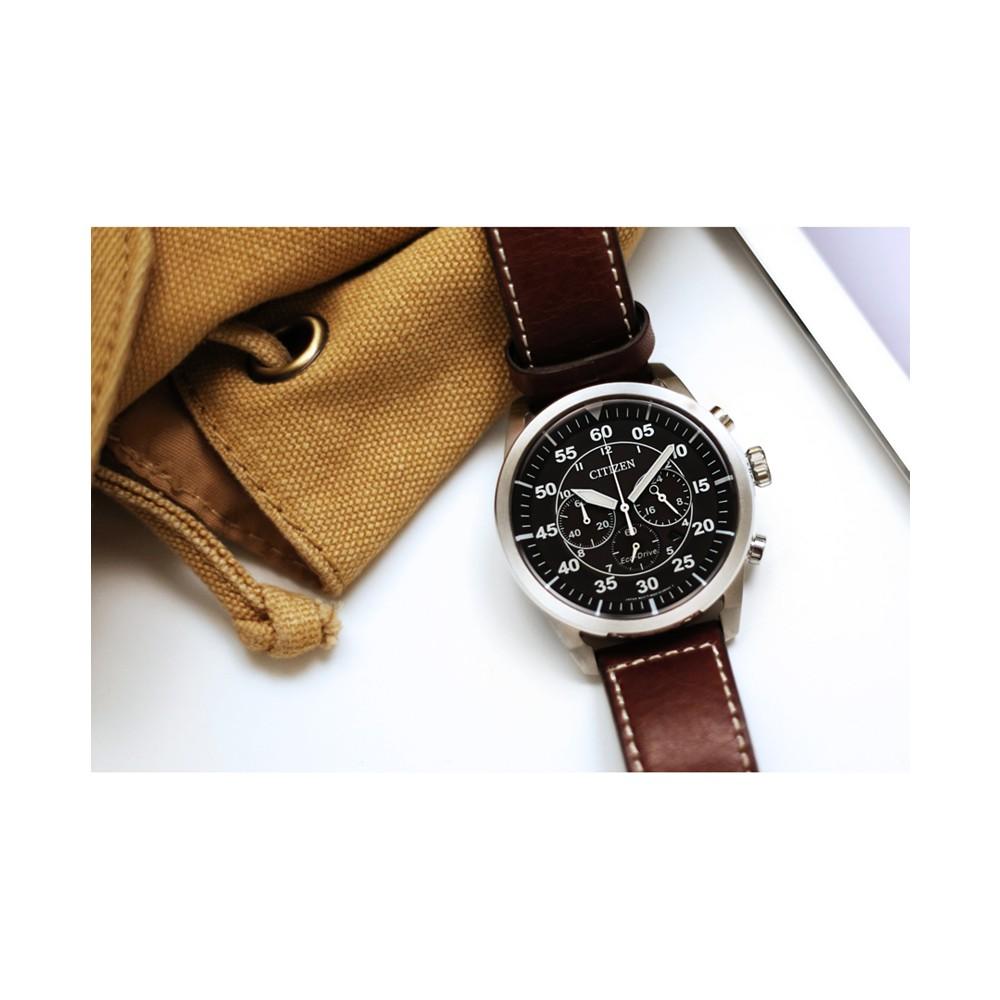 Citizen Men's Chronograph Eco-Drive Brown Leather Strap Watch 45mm CA4210-24E