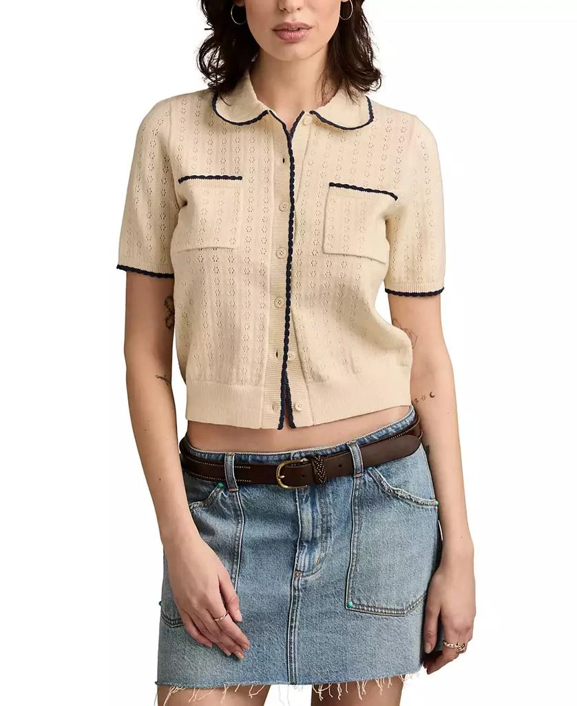 Lucky Brand Women's Crochet-Trim Short-Sleeve Cardigan 2
