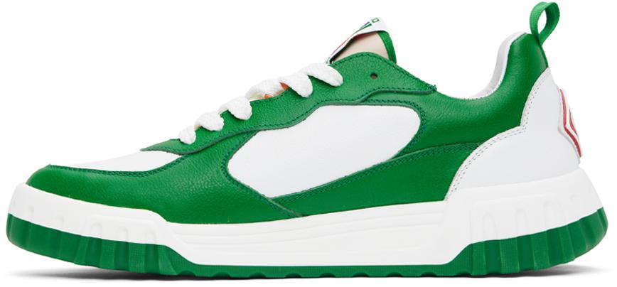 【関税込み】Casablanca グリーン＆ホワイト Court スニーカー Casablanca Green & White 'The Court' Sneakers - Casual Shoes