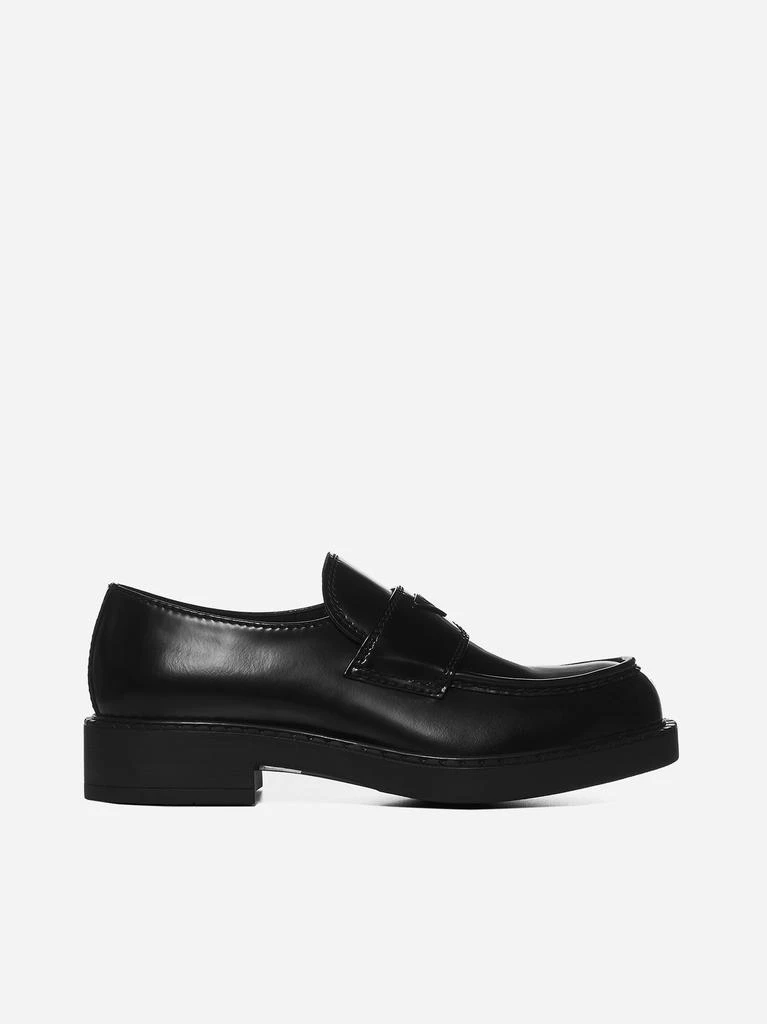 PRADA Logo-plaque leather loafers 1