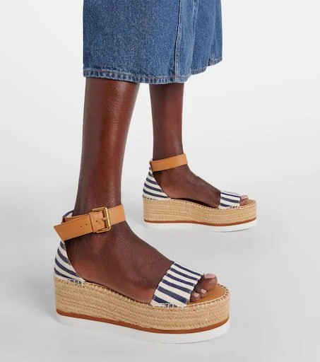See by Chloé Glyn striped espadrille wedges 4