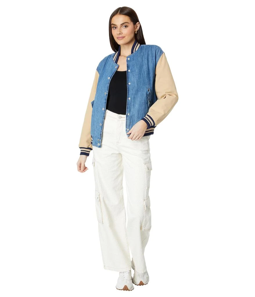 Blank NYC Bomber Jacket in Denim/Beige 4