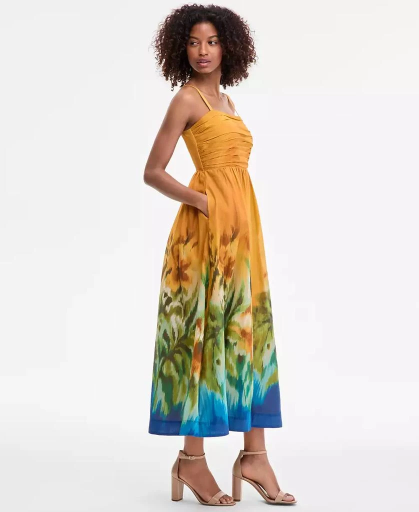 Tahari Women's Ruched-Bodice Border-Print Midi Dress 3