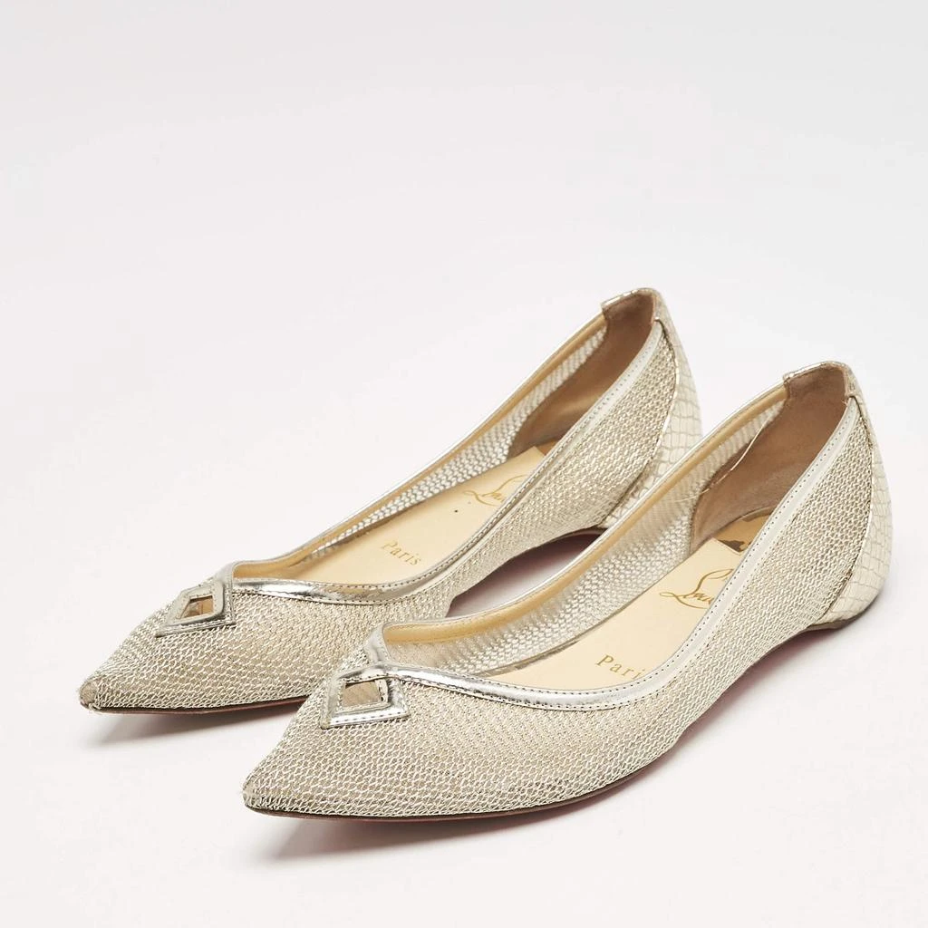 Christian Louboutin Christian Louboutin Gold Metallic Mesh and Leather Ballet Flats Size 37 2