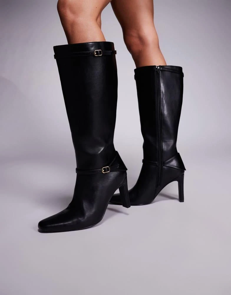 Public Desire Black Boots Public Desire Black Square Toe High Heel Stilleto Boots US 7  main image 2