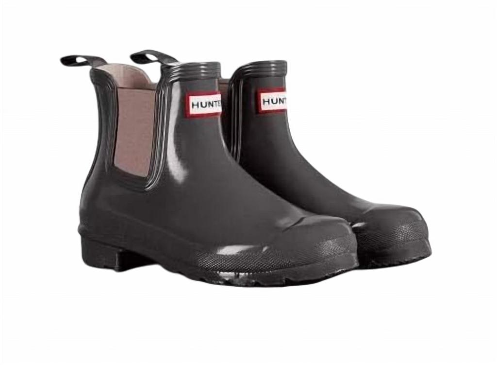 Hunter Women's Original Gloss Chelsea Boots In Gray/powder Purple