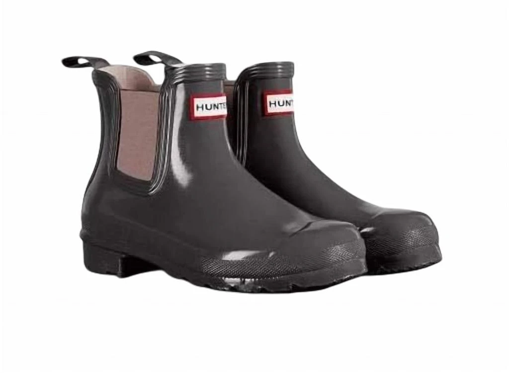 Hunter Women's Original Gloss Chelsea Boots In Gray/powder Purple 1