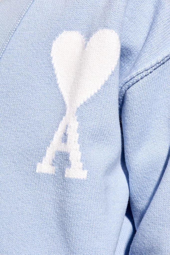 Ami Alexandre Mattiussi Logo Detail Rib Trim Cardigan 2