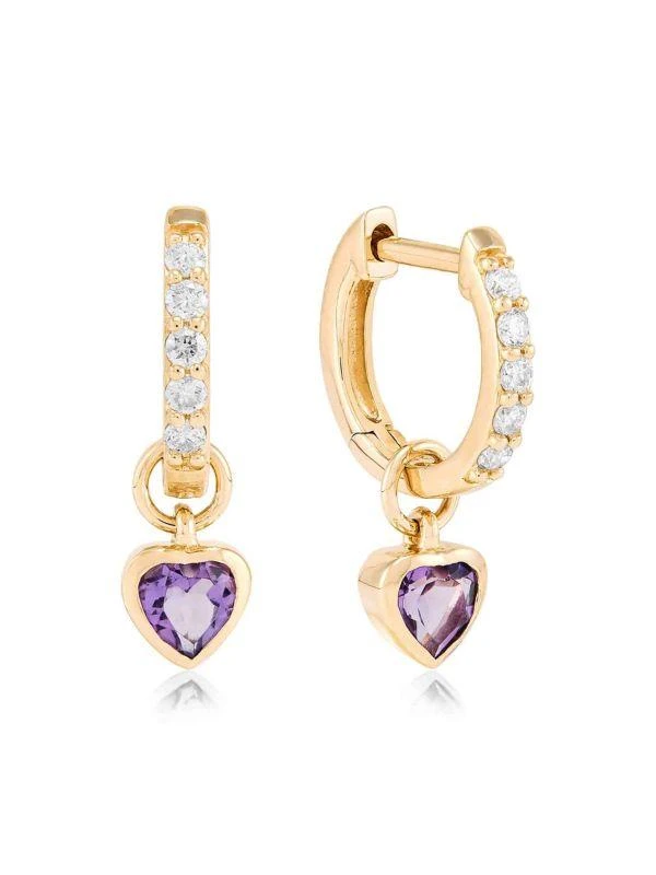 Saks Fifth Avenue 14K Yellow Gold, Amethyst & Diamond Drop Earrings 1