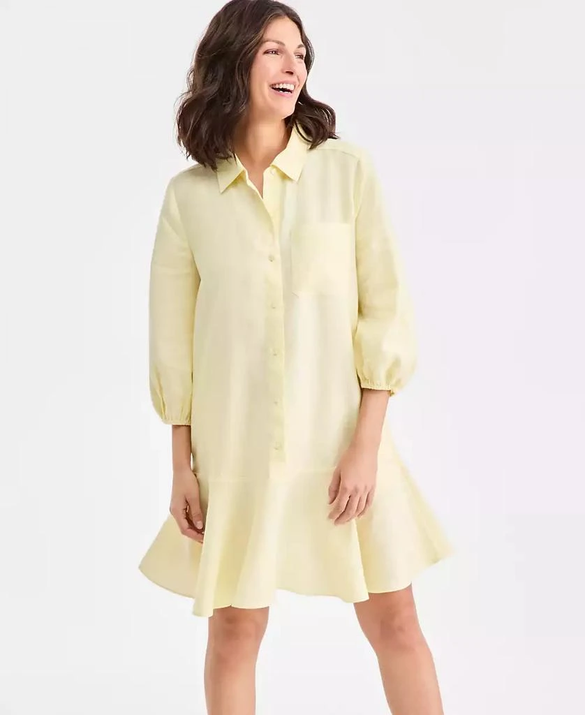 Charter Club Women's 100% Linen Flounce Shirtdress, Created for Macy's 2