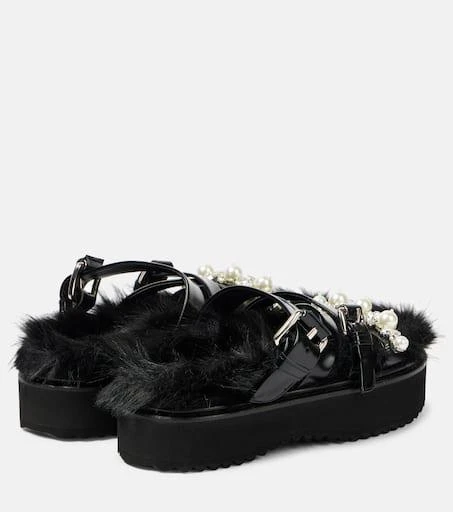 Simone Rocha Faux fur-trimmed leather platform sandals 2
