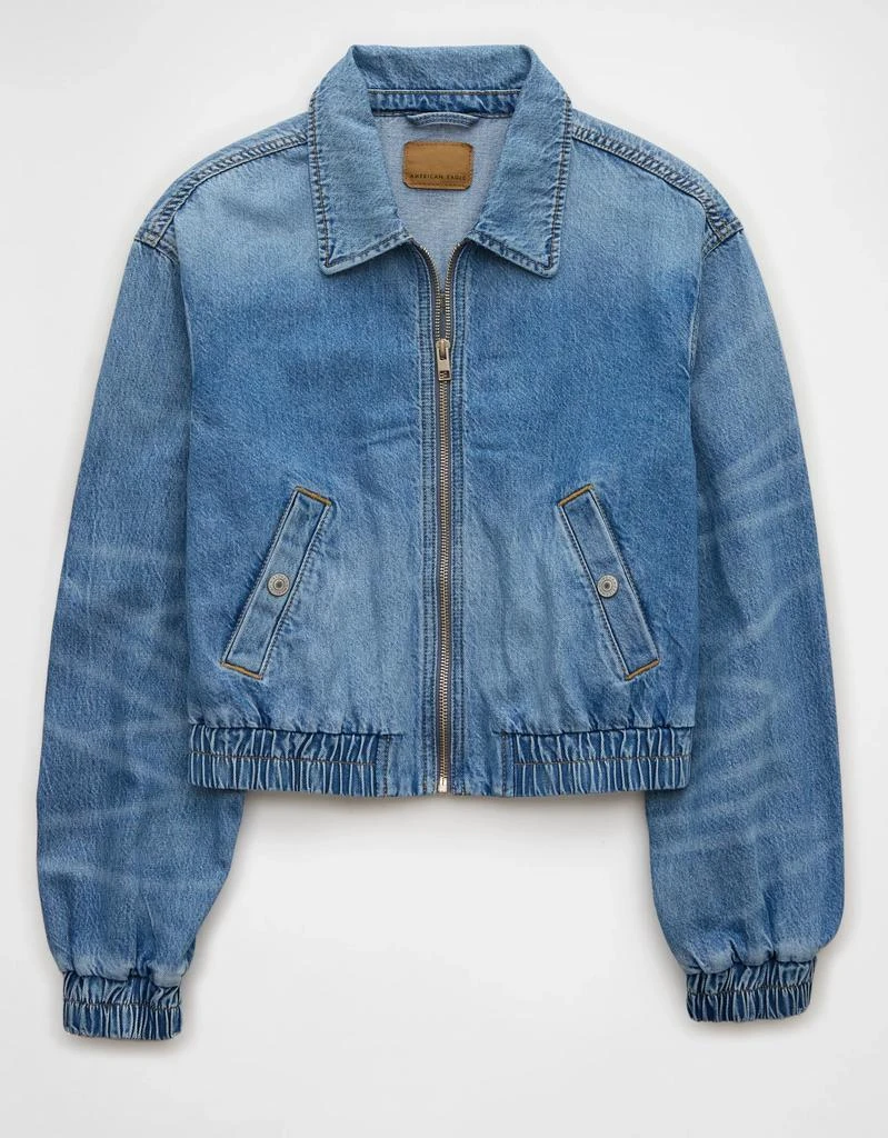 AE AE Cropped Zip-Up Denim Bomber Jacket 3